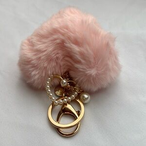 Pink and Gold Bag Charm - Heart